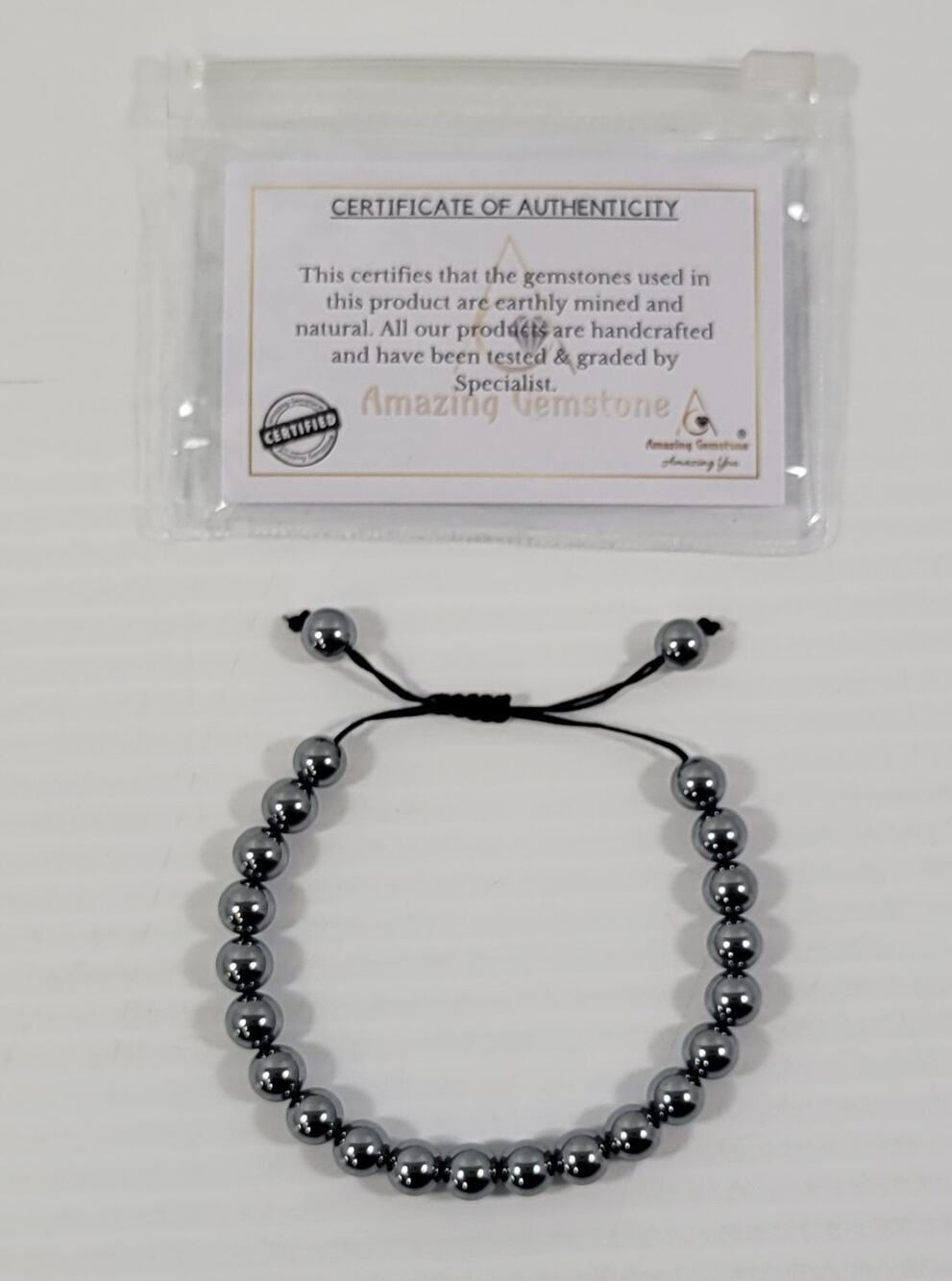 *C53) Amazing Gemstone Terahertz Bead Health Healing Clarity Adjustable Bracelet